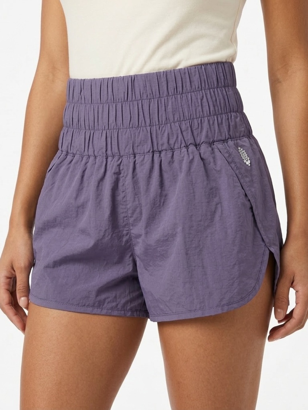 FP Movement by Free People Lavender High-Waist Ruched Athletic Shorts